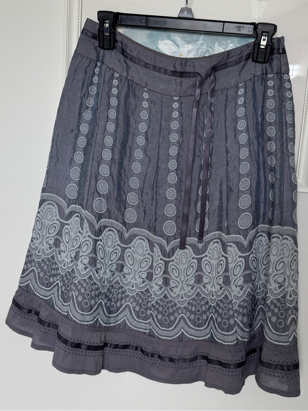 Patterned A-Line Skirt in Grey/Violet Color